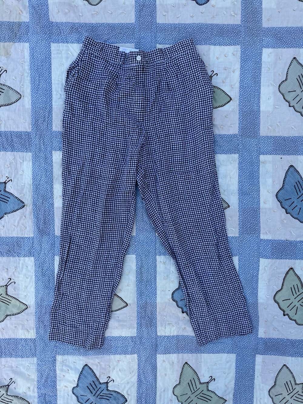 Vintage High Waisted Gingham Check Ankle Pants